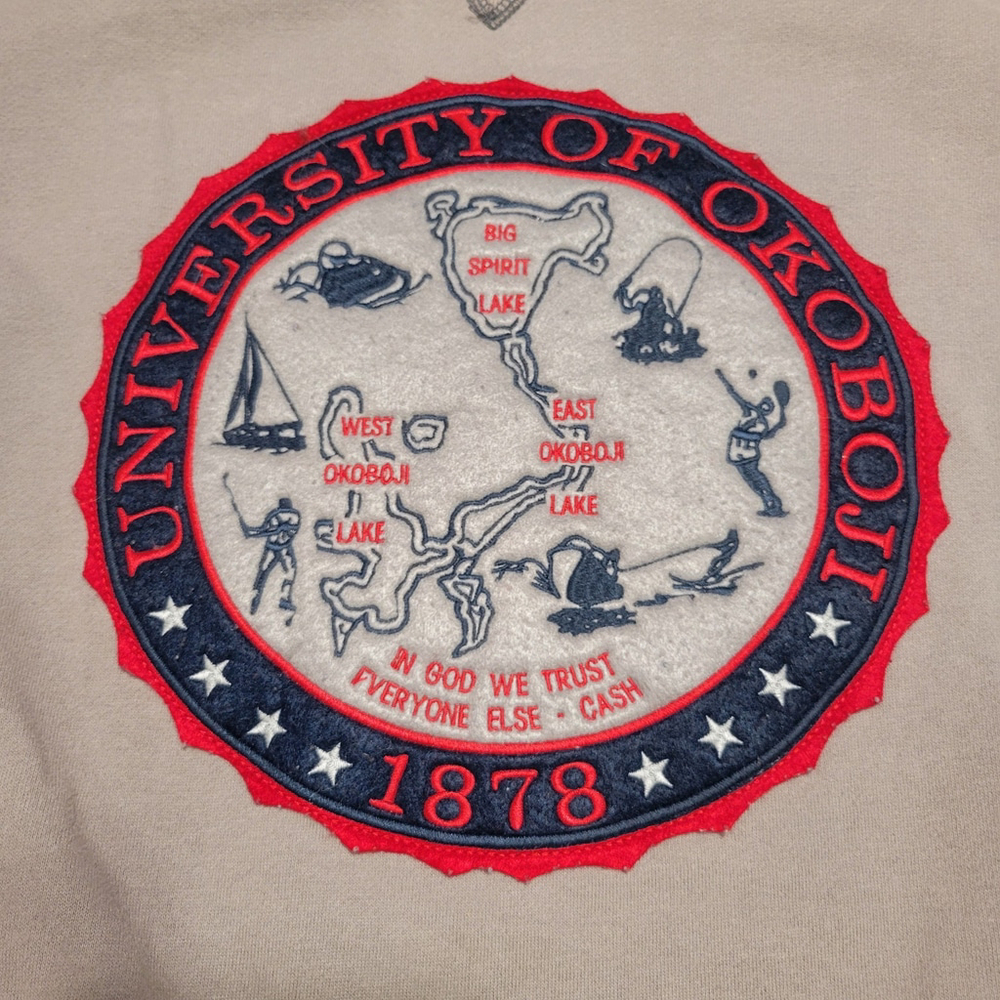 University of Okoboji 47 Brand Gray Mens Sweatshirt Crewneck Size Small